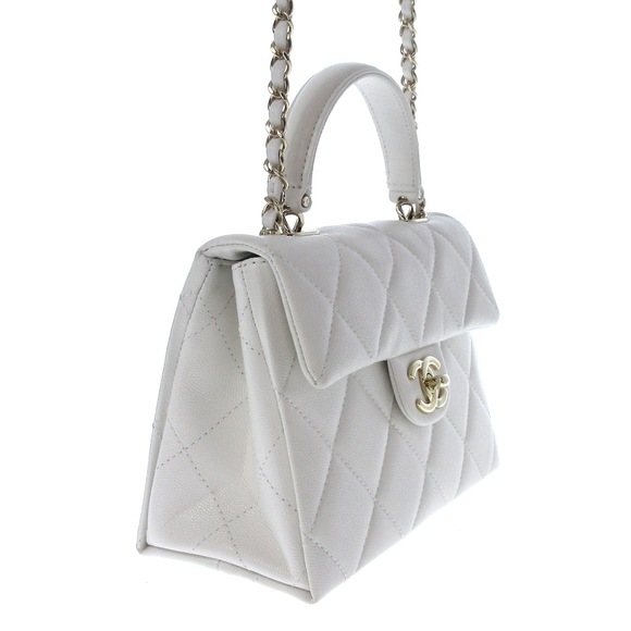 Chanel Flap Bag Shoulder White Caviar Single Skin - Picture 1 of 16